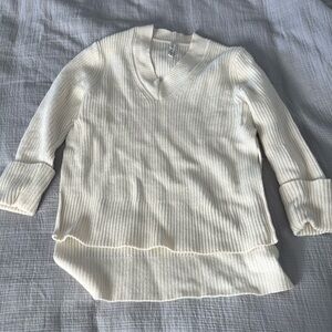 Athleta Cream V-Neck Sweater